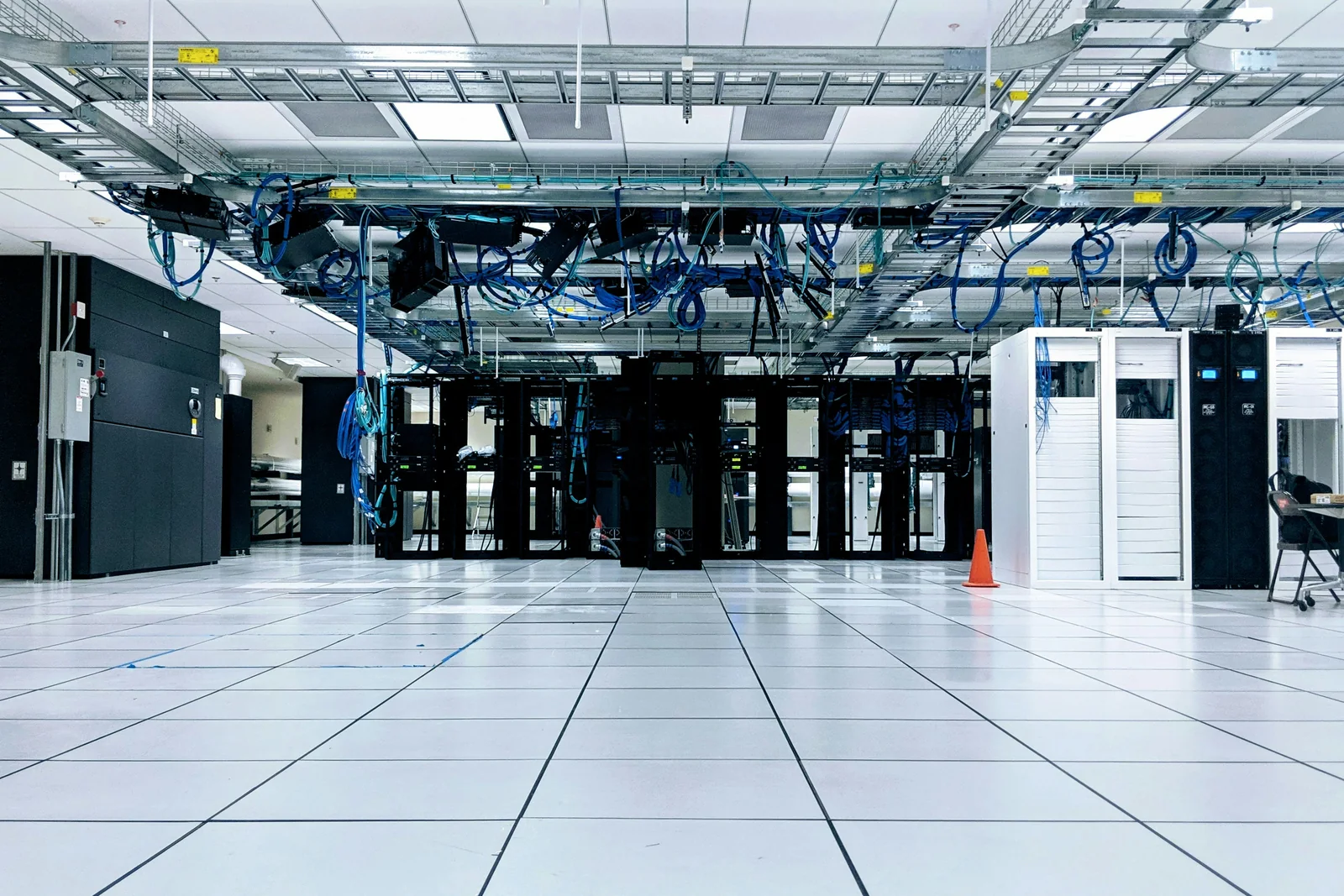 A professionally equipped data center with rows of servers